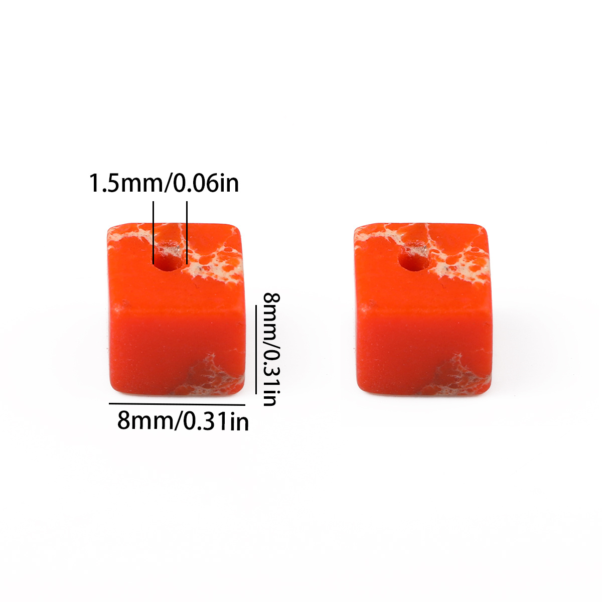 8mm Orange Yellow Jasper Square Beads for Jewelry Making